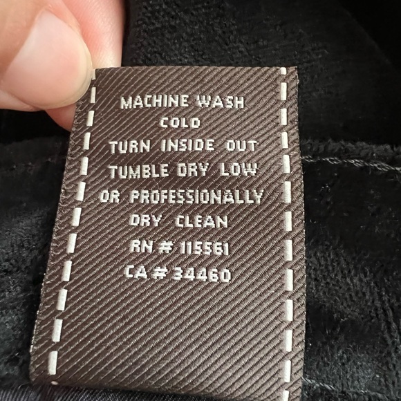 7 For All Mankind Velour Straight Leg Pants 7Fam Black Velvet Ankle Womens 25 - Picture 9 of 14